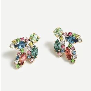 JCREW Crystal Leaf Stud Earrings NWT OS Multi